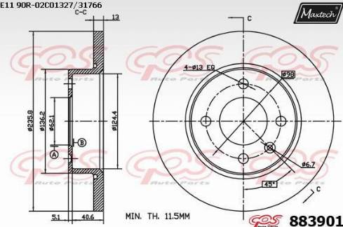 Maxtech 883901.0000 - Kočioni disk www.molydon.hr