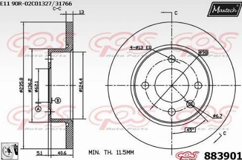 Maxtech 883901.0080 - Kočioni disk www.molydon.hr