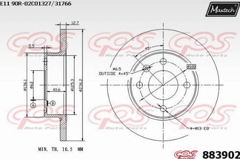 Maxtech 883902.0000 - Kočioni disk www.molydon.hr