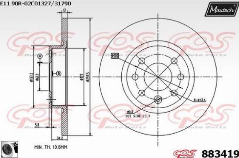 Maxtech 883419.0060 - Kočioni disk www.molydon.hr