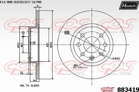 Maxtech 883419.0000 - Kočioni disk www.molydon.hr