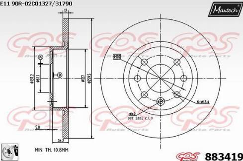 Maxtech 883419.0080 - Kočioni disk www.molydon.hr