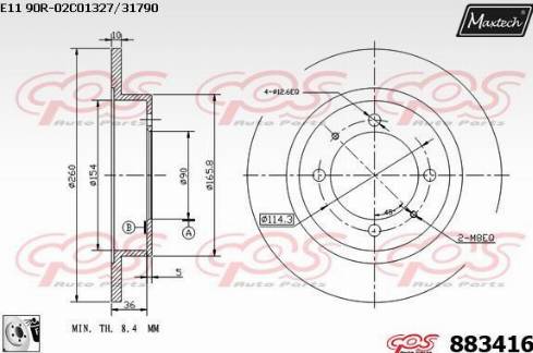 Maxtech 883416.0080 - Kočioni disk www.molydon.hr