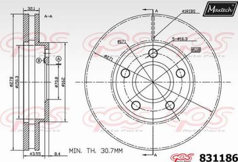 Maxtech 831186.0000 - Kočioni disk www.molydon.hr