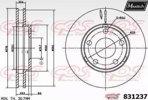 Maxtech 831237.0000 - Kočioni disk www.molydon.hr