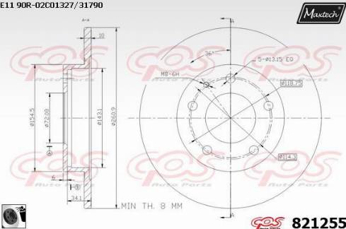 Maxtech 821255.0060 - Kočioni disk www.molydon.hr