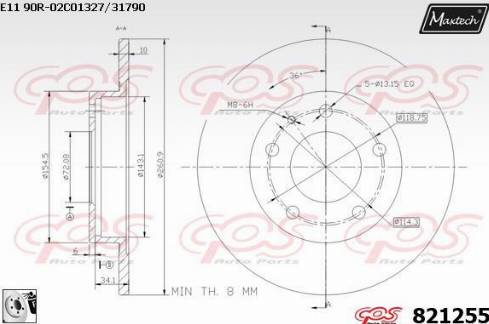 Maxtech 821255.0080 - Kočioni disk www.molydon.hr