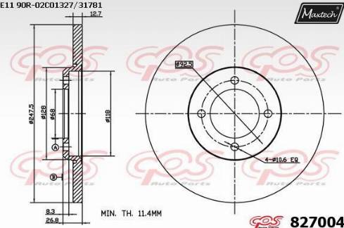 Maxtech 827004.0000 - Kočioni disk www.molydon.hr