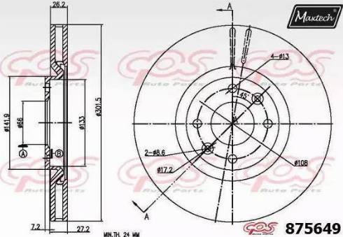 Maxtech 875649.0000 - Kočioni disk www.molydon.hr