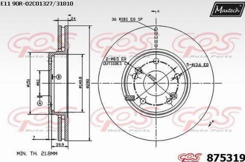 Maxtech 875319.0000 - Kočioni disk www.molydon.hr