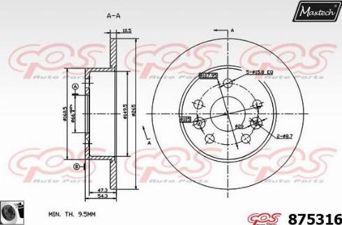 Maxtech 875316.0060 - Kočioni disk www.molydon.hr