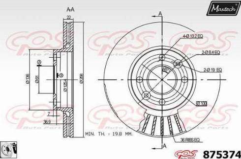 Maxtech 875374.0080 - Kočioni disk www.molydon.hr