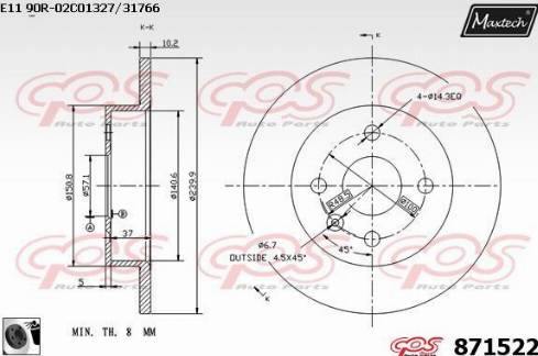 Maxtech 871522.0060 - Kočioni disk www.molydon.hr