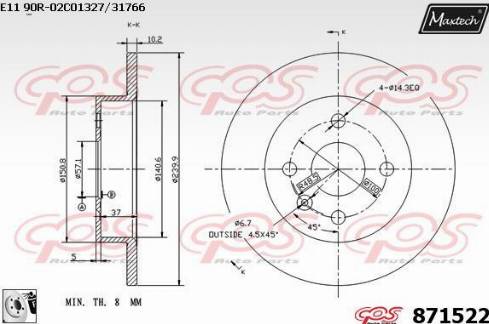 Maxtech 871522.0080 - Kočioni disk www.molydon.hr