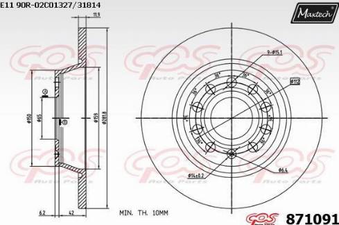 Maxtech 871091.0000 - Kočioni disk www.molydon.hr