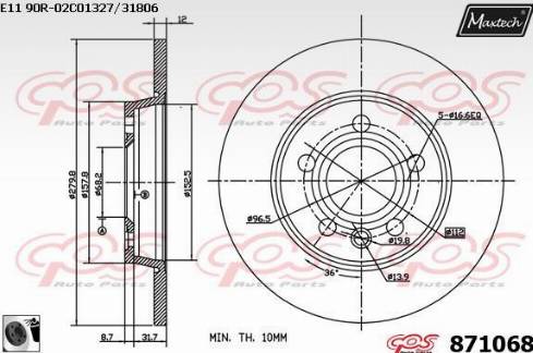 Maxtech 871068.0060 - Kočioni disk www.molydon.hr