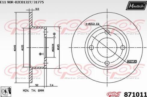 Maxtech 871011.0080 - Kočioni disk www.molydon.hr