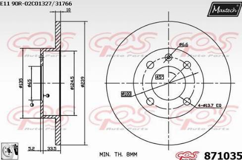 Maxtech 871035.0080 - Kočioni disk www.molydon.hr