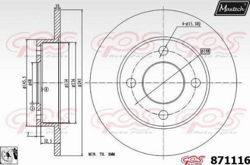 Maxtech 871116.0080 - Kočioni disk www.molydon.hr