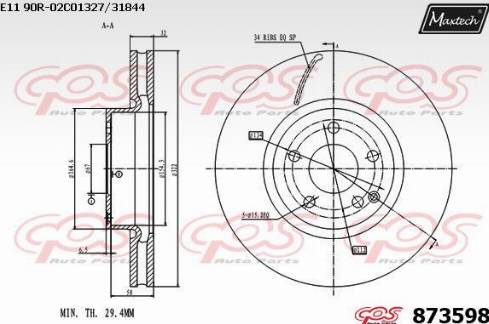 Maxtech 873598.0000 - Kočioni disk www.molydon.hr