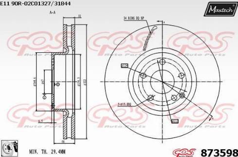 Maxtech 873598.0080 - Kočioni disk www.molydon.hr