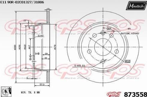 Maxtech 873558.0080 - Kočioni disk www.molydon.hr