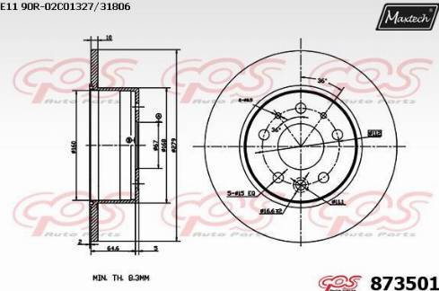 Maxtech 873501.0000 - Kočioni disk www.molydon.hr