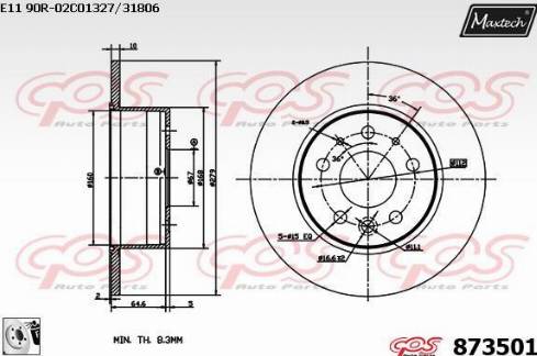 Maxtech 873501.0080 - Kočioni disk www.molydon.hr