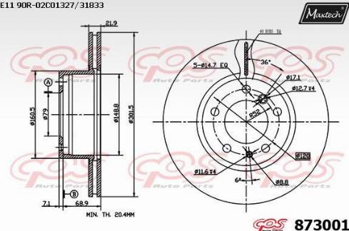 Maxtech 873001.0000 - Kočioni disk www.molydon.hr