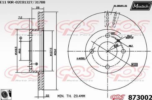 Maxtech 873002.0060 - Kočioni disk www.molydon.hr