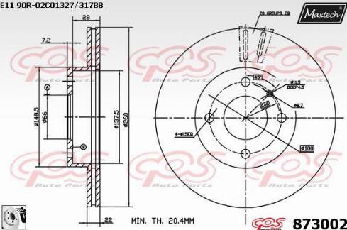 Maxtech 873002.0080 - Kočioni disk www.molydon.hr