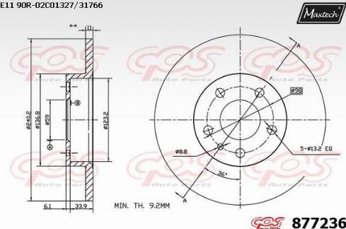 Maxtech 877236.0000 - Kočioni disk www.molydon.hr