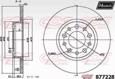 Maxtech 877228.0000 - Kočioni disk www.molydon.hr