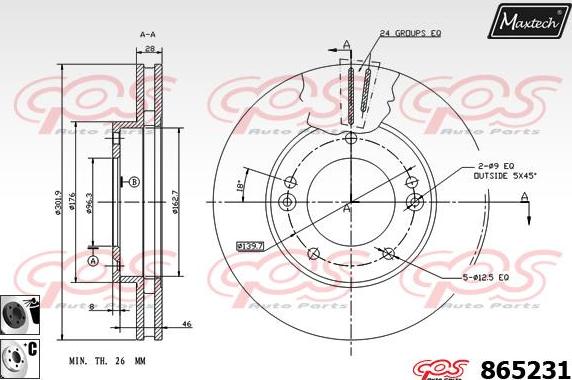 Maxtech 70160034 - Komplet Čahura zavođenje, kočione čeljusti www.molydon.hr