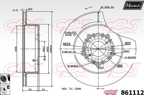 Maxtech 70160175 - Komplet Čahura zavođenje, kočione čeljusti www.molydon.hr