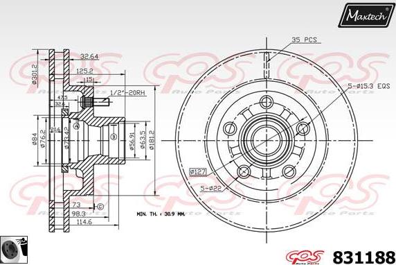 Maxtech 70180067 - Brtva, klip kočionih čeljusti www.molydon.hr