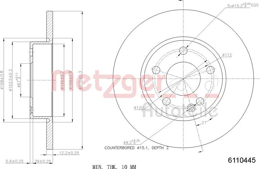 Metzger 6110445 - Kočioni disk www.molydon.hr