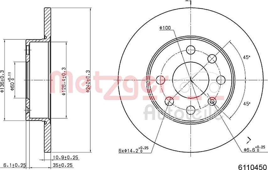 Metzger 6110450 - Kočioni disk www.molydon.hr