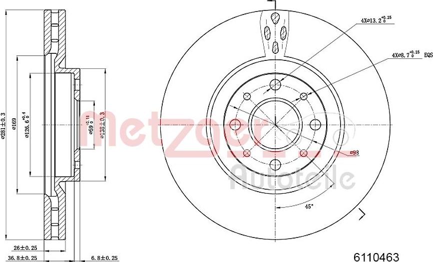 Metzger 6110463 - Kočioni disk www.molydon.hr