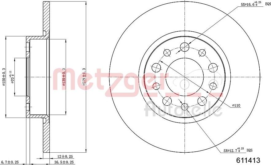 Metzger 6110413 - Kočioni disk www.molydon.hr