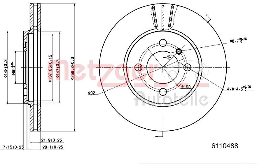 Metzger 6110488 - Kočioni disk www.molydon.hr