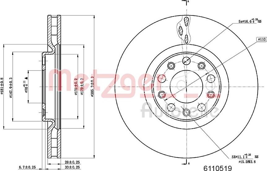 Metzger 6110519 - Kočioni disk www.molydon.hr