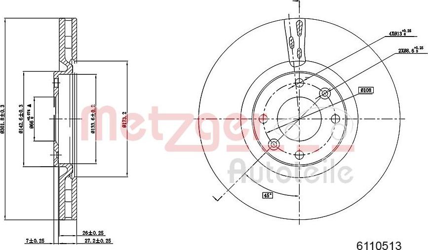 Metzger 6110513 - Kočioni disk www.molydon.hr