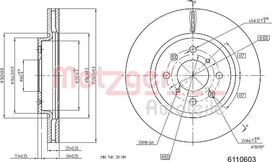 Metzger 6110603 - Kočioni disk www.molydon.hr