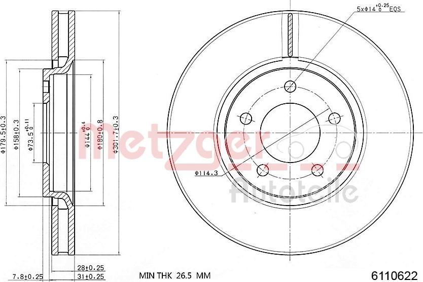 Metzger 6110622 - Kočioni disk www.molydon.hr