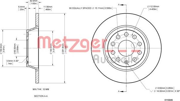 Metzger 6110046 - Kočioni disk www.molydon.hr