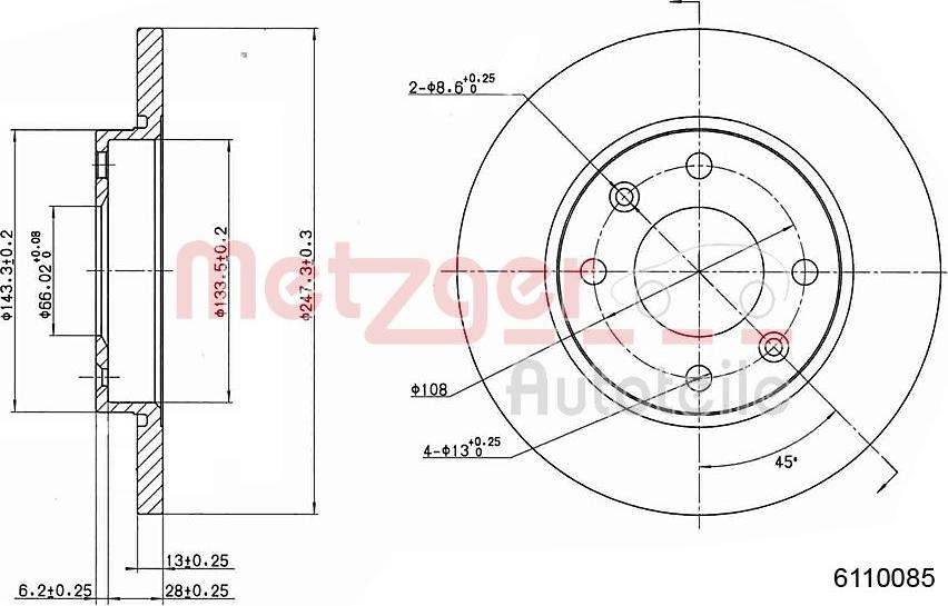 Metzger 14721E - Kočioni disk www.molydon.hr