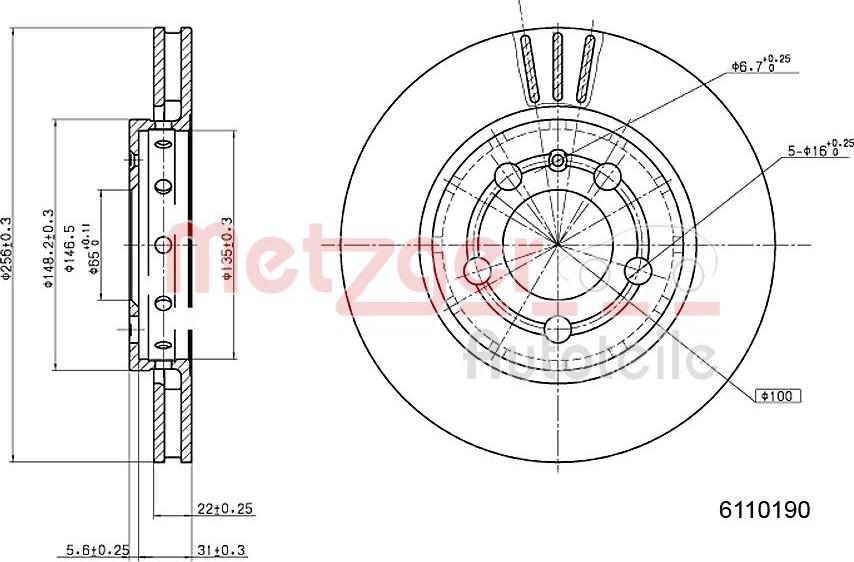 Metzger 6110190 - Kočioni disk www.molydon.hr