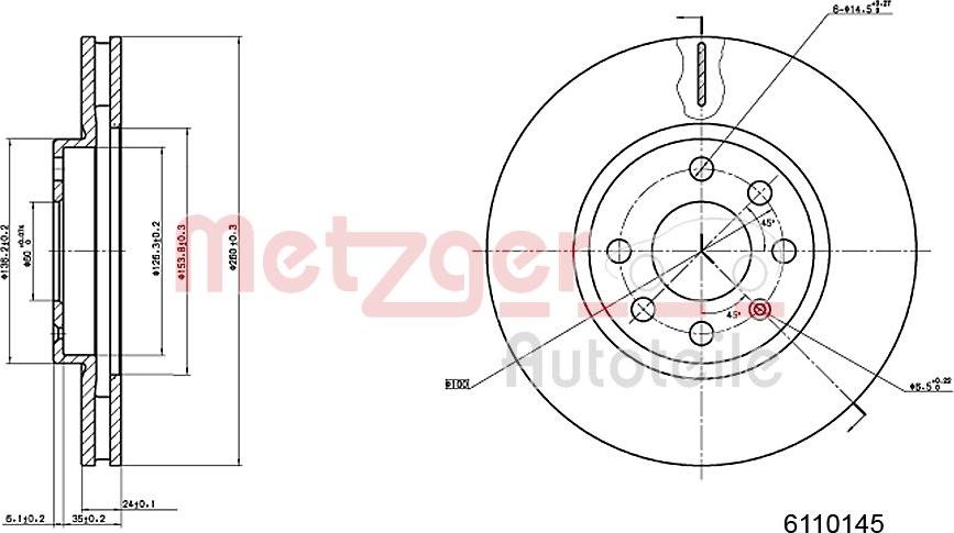 Metzger 6110145 - Kočioni disk www.molydon.hr