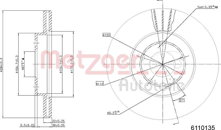 Metzger 6110135 - Kočioni disk www.molydon.hr